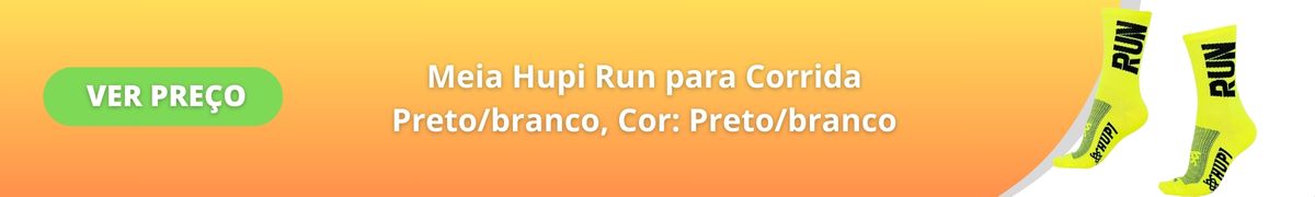 Meia Hupi Run para Corrida Pretobranco, Cor Pretobranco