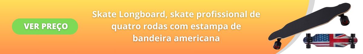 Skate Longboard, skate profissional de quatro rodas com estampa de bandeira americana