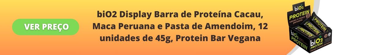 biO2 Display Barra de Proteína Cacau, Maca Peruana e Pasta de Amendoim, 12 unidades de 45g, Protein Bar Vegana e Sem Glúten
