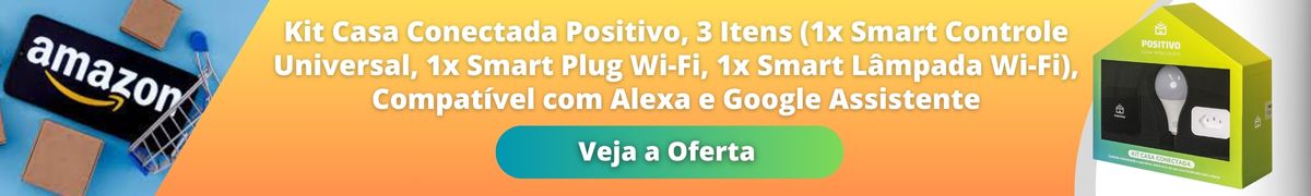 Kit Casa Conectada Positivo Casa Inteligente, 3 Itens (1x Smart Controle Universal, 1x Smart Plug Wi-Fi, 1x Smart Lâmpada Wi-Fi), Bivolt, Compatível com...
